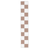 白市松模様にとモカ・ムースの模様 ロングテーブルランナー (正面)