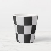 白市松模様にと白の正方形またはカスタム色 カフェラテマグ (正面)