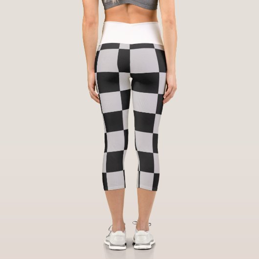 白市松模様にと白の正方形またはカスタム色 カプリレギンス (裏面)