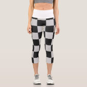 白市松模様にと白の正方形またはカスタム色 カプリレギンス (正面)