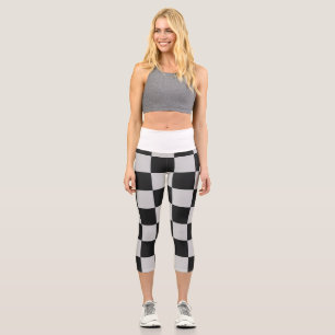 白市松模様にと白の正方形またはカスタム色 カプリレギンス