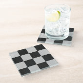 白市松模様にと白の正方形またはカスタム色 ガラスコースター (アングル)