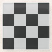 白市松模様にと白の正方形またはカスタム色 ガラスコースター (正面)