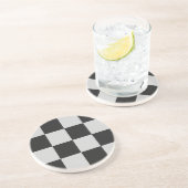 白市松模様にと白の正方形またはカスタム色 コースター (側面)