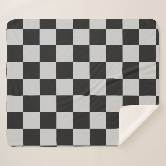 白市松模様にと白の正方形またはカスタム色 シェルパブランケット (正面(横))