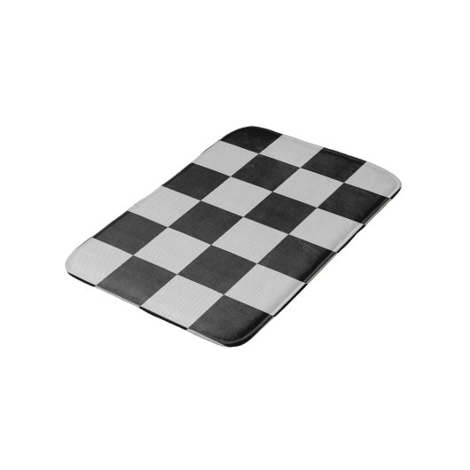 白市松模様にと白の正方形またはカスタム色 バスマット (アングル)