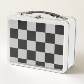 白市松模様にと白の正方形またはカスタム色 メタルランチボックス (正面)