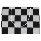 白市松模様にと白の正方形またはカスタム色 ラージペーパーバッグ (正面)