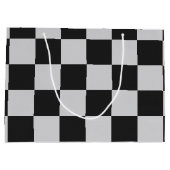 白市松模様にと白の正方形またはカスタム色 ラージペーパーバッグ (裏面)
