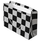 白市松模様にと白の正方形またはカスタム色 ラージペーパーバッグ (裏面アングル)