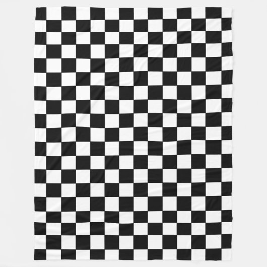 白市松模様にと黒 フリースブランケット (正面)