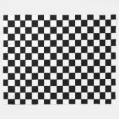 白市松模様にと黒 フリースブランケット (正面(横))