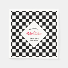白市松模様に卒業党 スタンダードカクテルナプキン