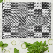 白市松模様に黒の愛 キッチンタオル (折り畳み)