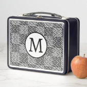 白市松模様に黒の愛 メタルランチボックス (インサイチュ)