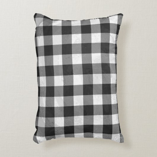 白市松模様に黒の格子縞 アクセントクッション (正面(垂直))