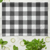 白市松模様に黒の格子縞 キッチンタオル (折り畳み)