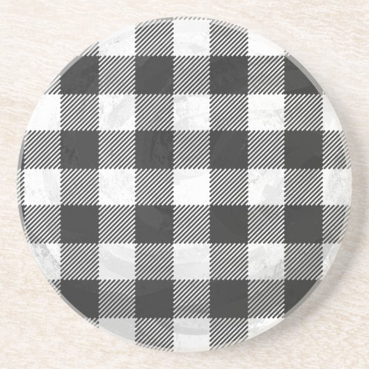 白市松模様に黒の格子縞 コースター (正面)