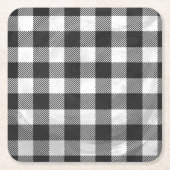 白市松模様に黒の格子縞 スクエアペーパーコースター (正面)