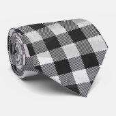 白市松模様に黒の格子縞 ネクタイ (ロール)