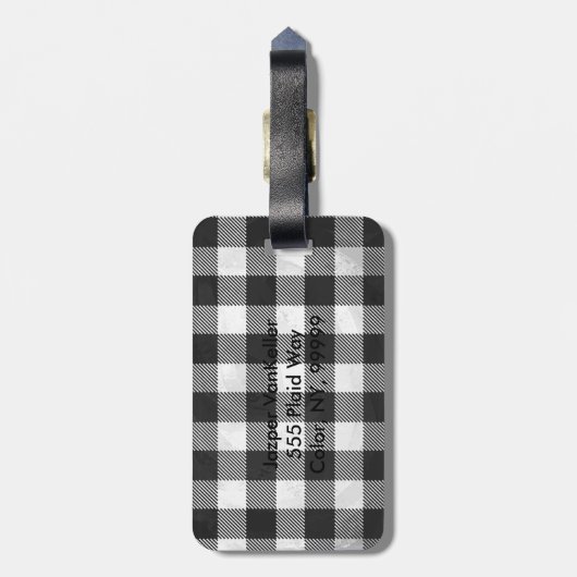 白市松模様に黒の格子縞 ラゲッジタグ (裏面縦)