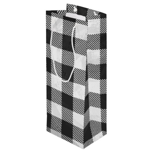 白市松模様に黒の格子縞 ワインギフトバッグ (裏面アングル)