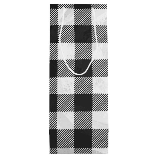 白市松模様に黒の格子縞 ワインギフトバッグ (裏面)