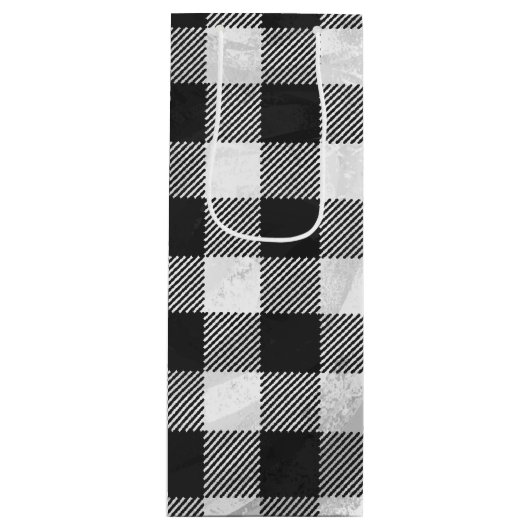 白市松模様に黒の格子縞 ワインギフトバッグ (正面)