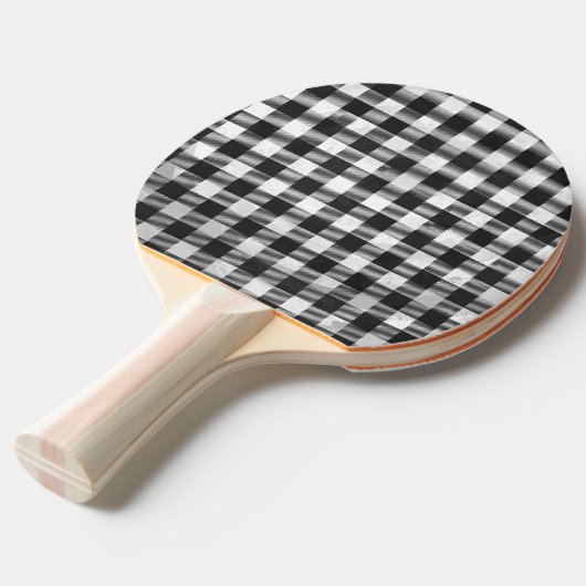 白市松模様に黒の格子縞 卓球ラケット (正面アングル)