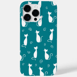 白座猫柄ティール(緑がかった色) Case-Mate iPhone 14 PRO MAXケース