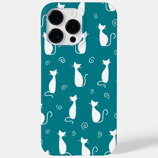 白座猫柄ティール(緑がかった色) Case-Mate iPhoneケース (裏面)