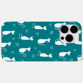 白座猫柄ティール(緑がかった色) Case-Mate iPhoneケース (裏面 (横))
