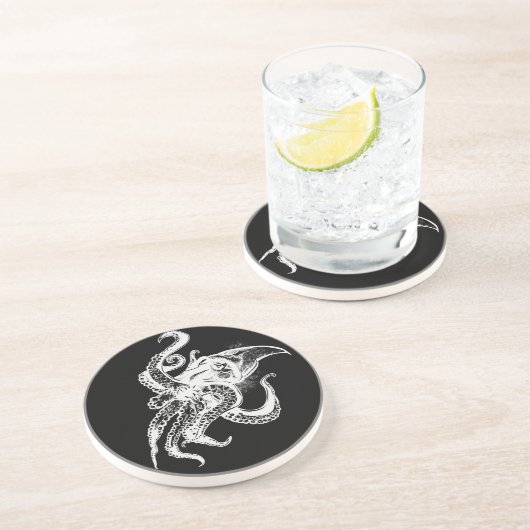 白怒いかが背景を選ぶ コースター (側面)