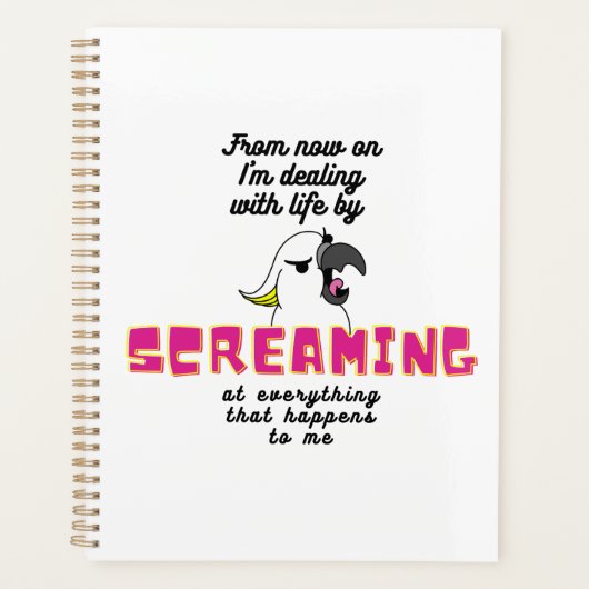 白怒おもしろい鸚鵡の文字 プランナー手帳 (正面)