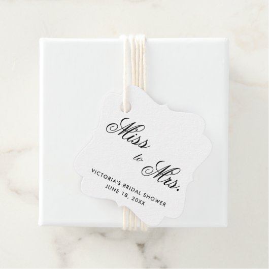 白恋しく思黒のエレガントブライダルシャワー フェイバータグ (インサイチュ)