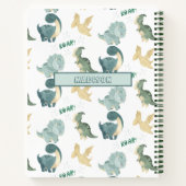 白恐竜の水彩画の可愛いノート ノートブック (裏面)