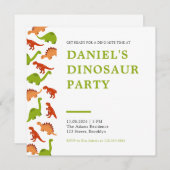 白恐竜グラフィックス恐竜誕生日 招待状 (正面/裏面)