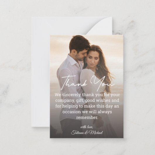 白感謝してい字の消え結婚た写真 ノートカード (正面)