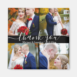 白感謝してい字4枚の写真結婚黒 マグネット