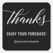 白感謝してい文字モダン黒感謝 スクエアシール (正面)