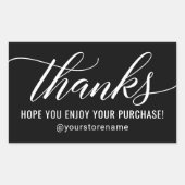 白感謝してい文字モダン黒感謝 長方形シール (正面)