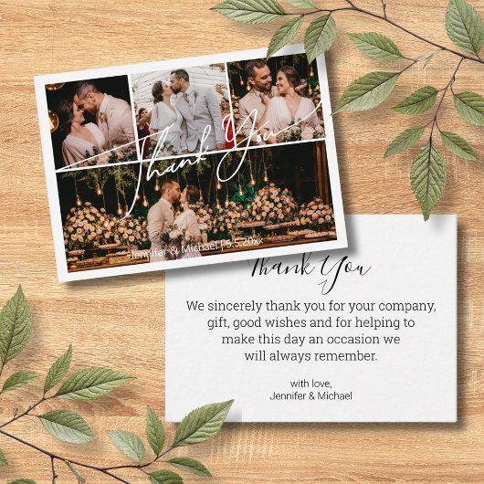 白感謝してい書4枚のシック結婚な写真 ノートカード