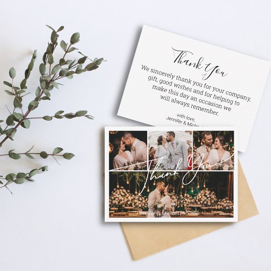 白感謝してい書4枚のシック結婚な写真 ノートカード