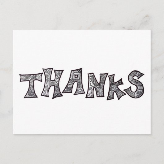 白感謝してい黒のポストカード ポストカード (正面)