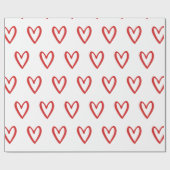 白手の赤いハート ラッピングペーパー (フラット)