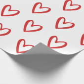 白手の赤いハート ラッピングペーパー (角)