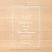 白手引き弓とスクワイグル卒業パーティー アクリル招待状 (正面)