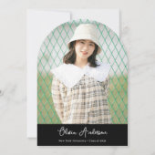 白手引き弓フォトアーチ卒業パーティー 招待状 (裏面)