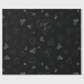 白手描きハートバレンタイン ラッピングペーパー (フラット)