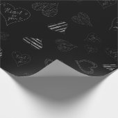 白手描きハートバレンタイン ラッピングペーパー (角)